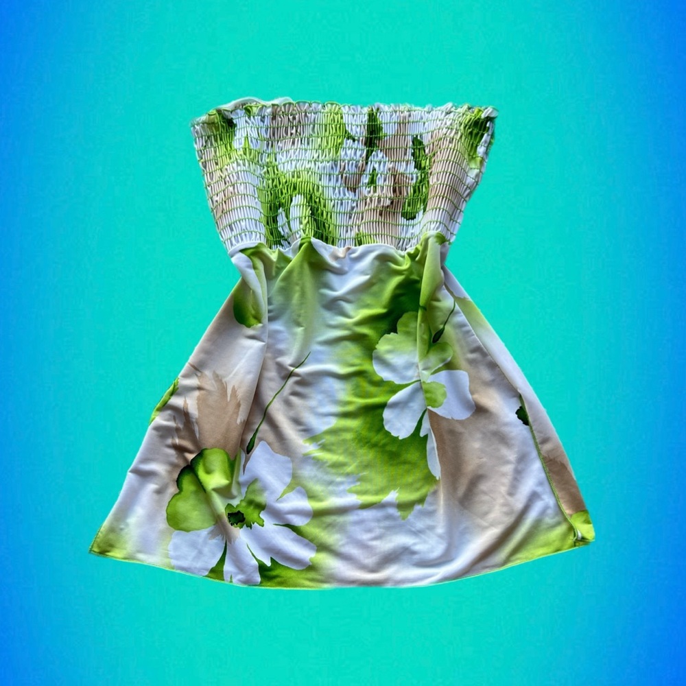 vintage floral hibiscus tube top 🌱🌼